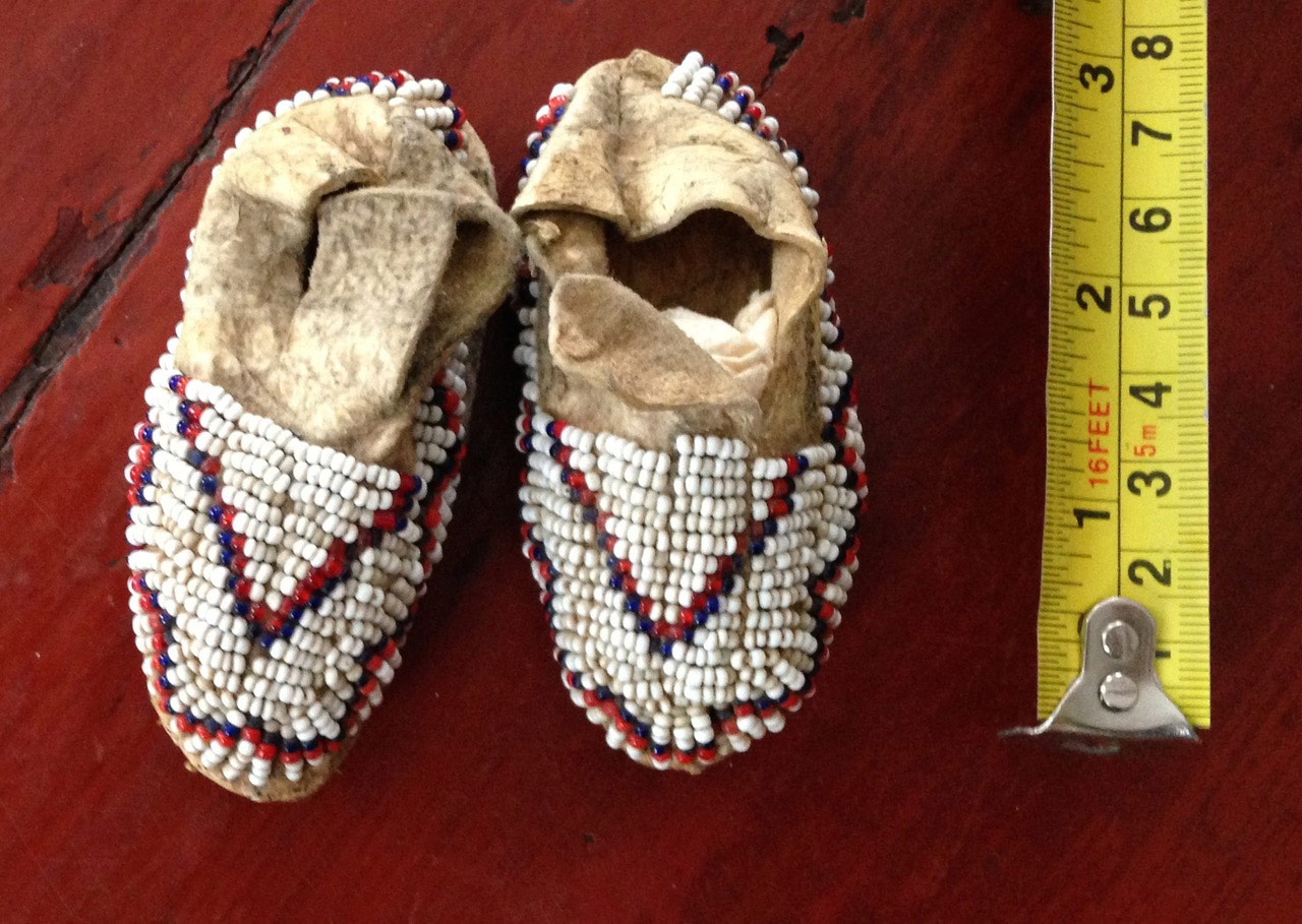 Tiny doll beaded Native American moccasins